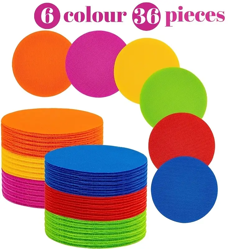 36 marcadores de alfombra de 6 colores, marcadores adhesivos de puntos de  alfombra de 4 pulgadas para profesores de aula, estudiantes, jardín de infan