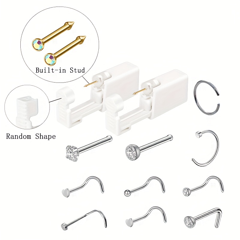 2Pcs Piercing Gun Disposable Sterile Ear Nose Piercing Kits Ear Rings Studs