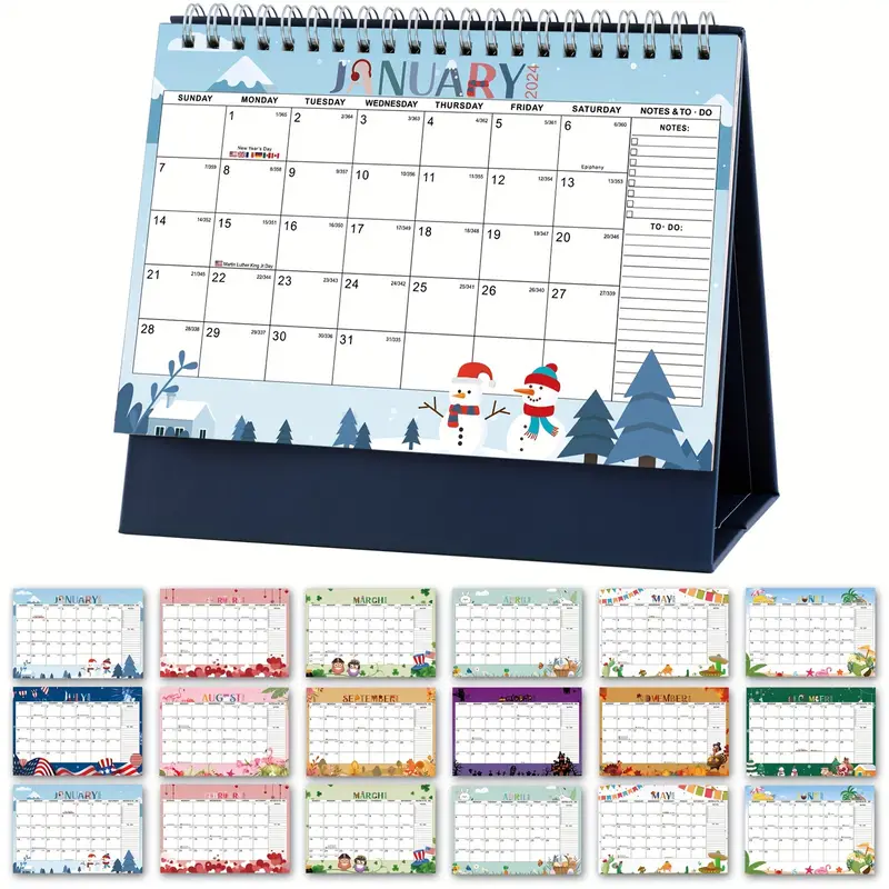 Colorful Large Desk Calendar 2024-2025 - Desk Calender 2024 Monthly,  Desktop