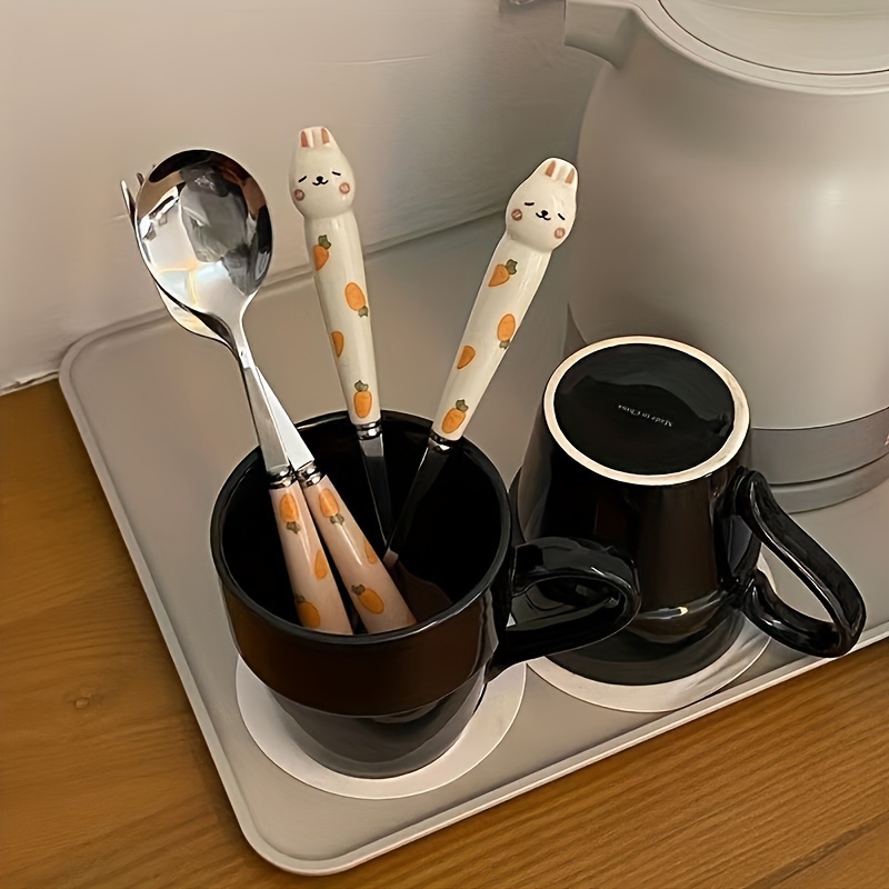 3pcs/set Stainless Steel Cutlery Set, Cute Rabbit Pattern Tableware Cutlery  Set With Storage Box For Kitchen