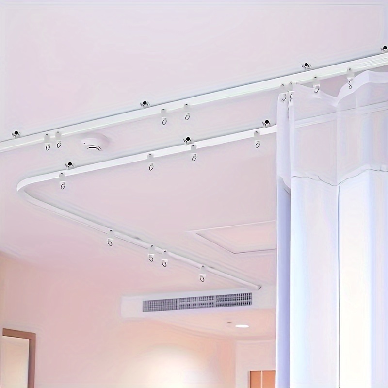  Techo de pista flexible blanco, riel flexible para cortina de  techo, con riel deslizante de riel, ventana de sistema de riel de montaje  en techo, en forma de U, en forma