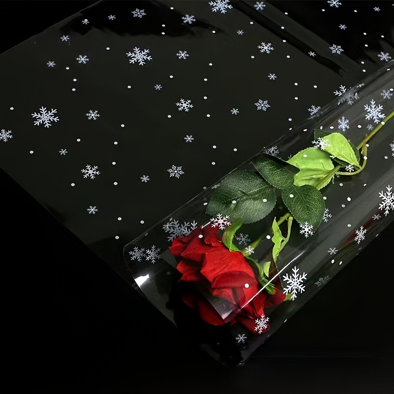 5 Fogli/pacco, Carta Da Regalo Trasparente Impermeabile In Cellophane A Fiocchi  Di Neve Per Fiori