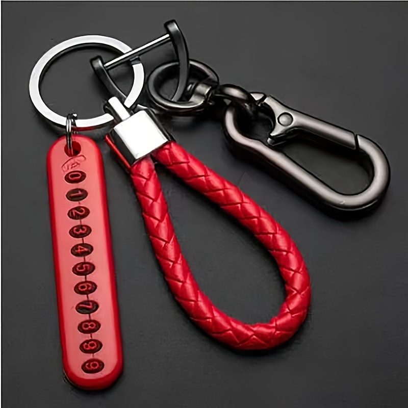 VALINK Car Keychain Anti-Lost Car Keychain with Phone Number Car Keyring  Phone Number Plate Lock Key Ring Auto Vehicle Key Chain Heavy Duty Car