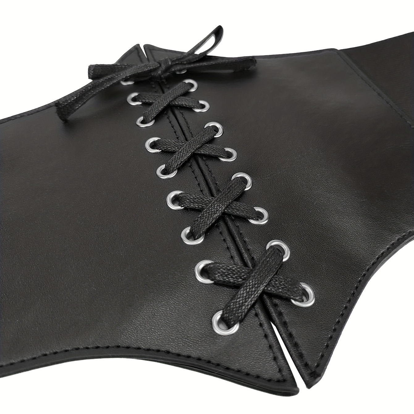 Black Trendy Pu Wide Belts Classic Lace Waspie Corset Belt - Temu