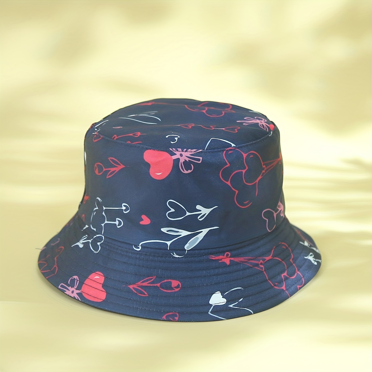 Heart Arrow Print Bucket Hat Reversible Basin Hat Adjustable Casual  Lightweight Fisherman Cap