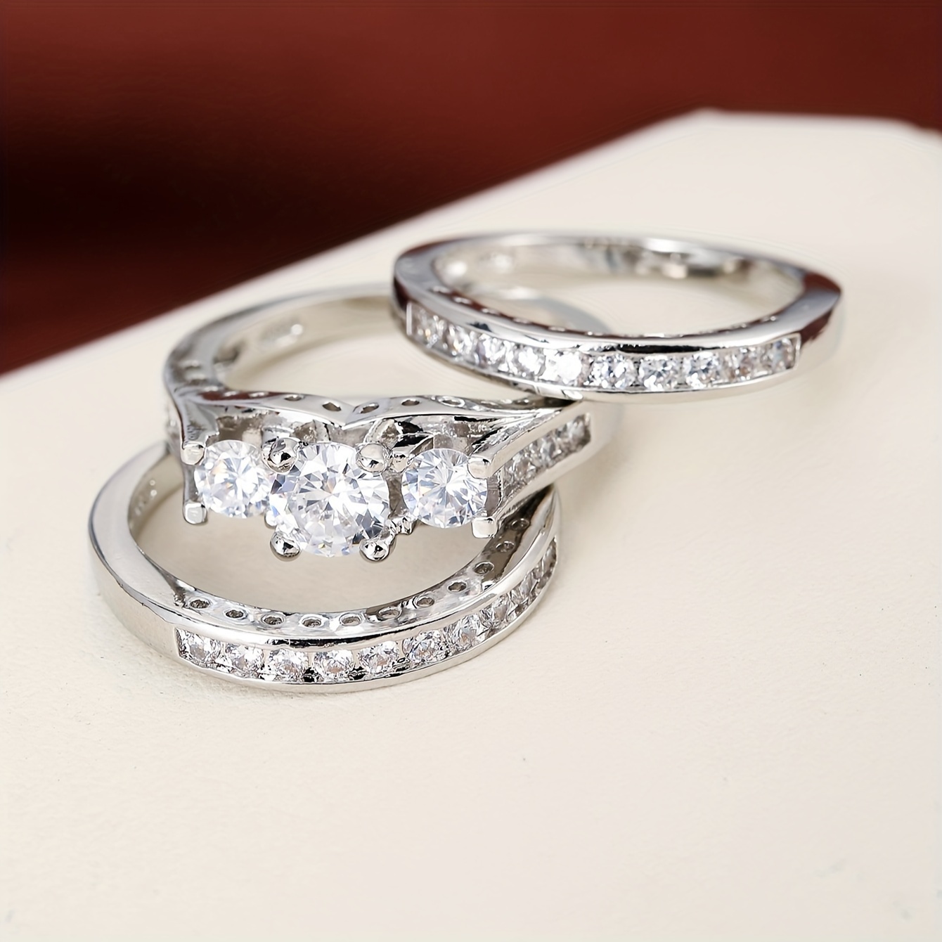 Hip-Hop Ring Set, Trendy Influencer 3pcs Combination Rings