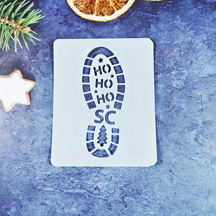 6 Pieces Christmas Footprints Stencils Winter Snowflake Reusable