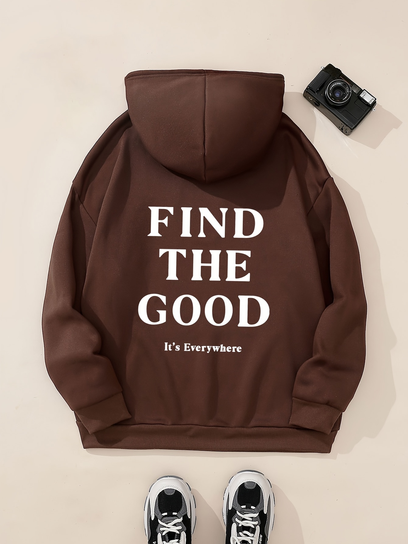 Letter Print Hoodie Drawstring Casual Hooded Sweatshirt Fall - Temu ...