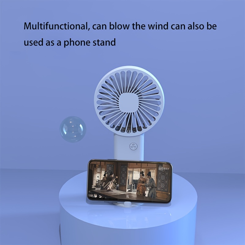 1pc usb rechargeable handheld fan portable desktop fan low noise cell phone stand electric fan small summer fan gift details 2