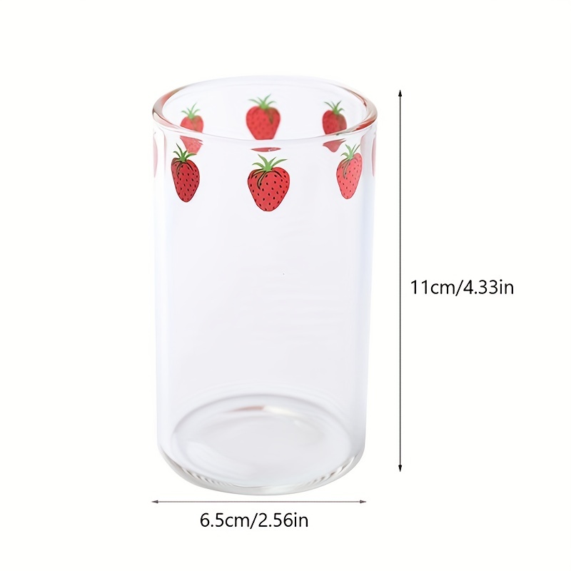 Clear Glass Mug With Lid And Straw, 15 Oz Drinking Glass Juice Cup, Cute  Strawberry Pattern