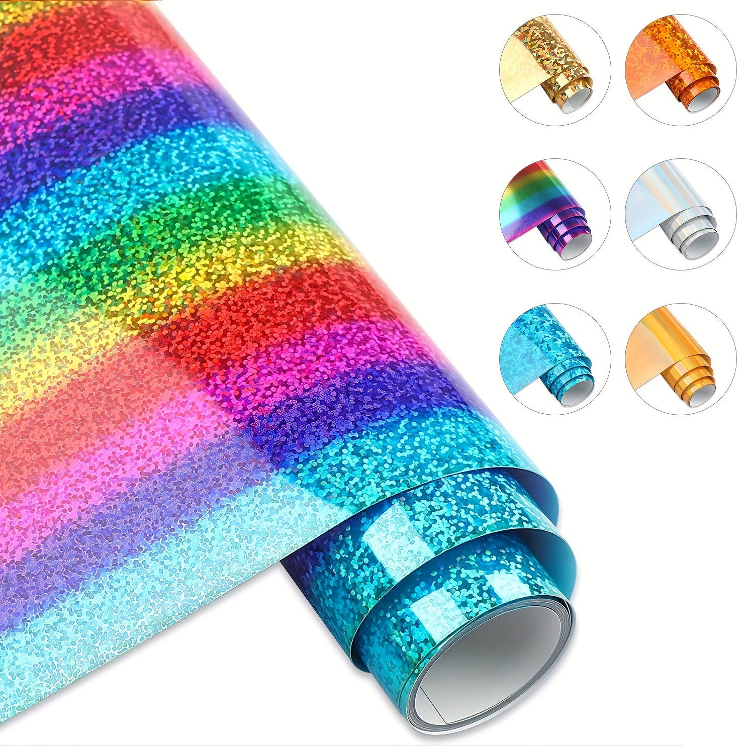 

1pc Holographic Iron On Heat Transfer Vinyl Roll Htv 12inchx5ft For All Cutter Machine, Iron On Vinyl For T Shirts Pillows