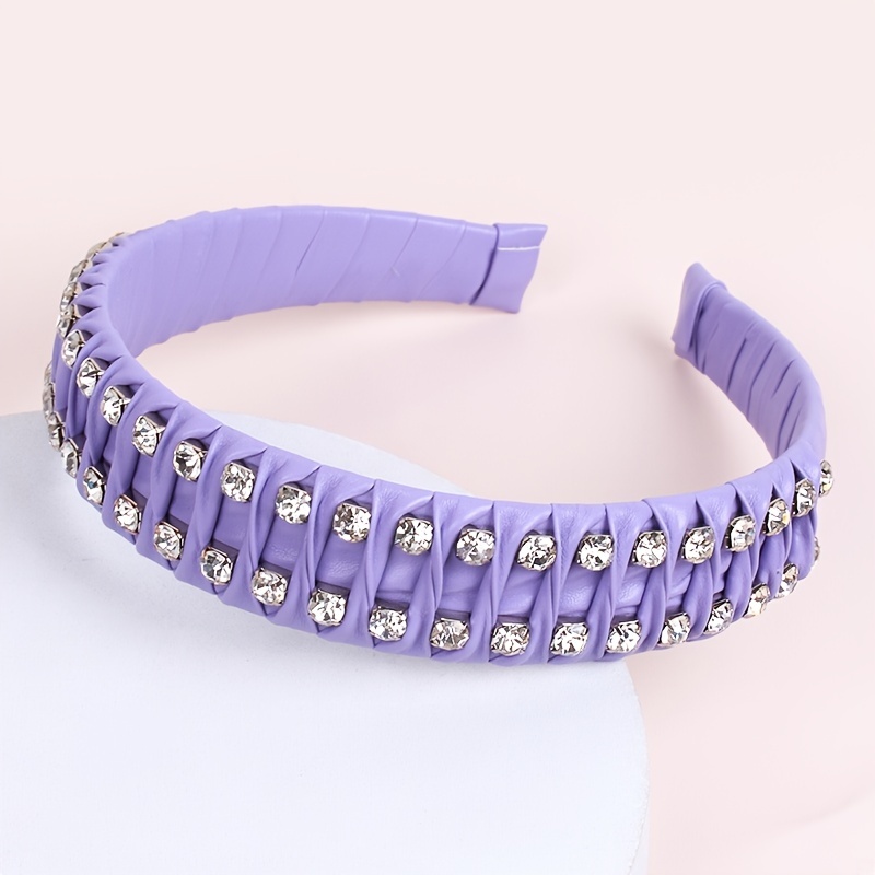 Hand Braided Headband Rhinestone Leather Hairband