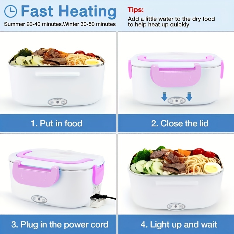 3 In1 Electric Lunch Box, 20 Mins Fast Heat Up Food Heater,12V 24V 110V 60W