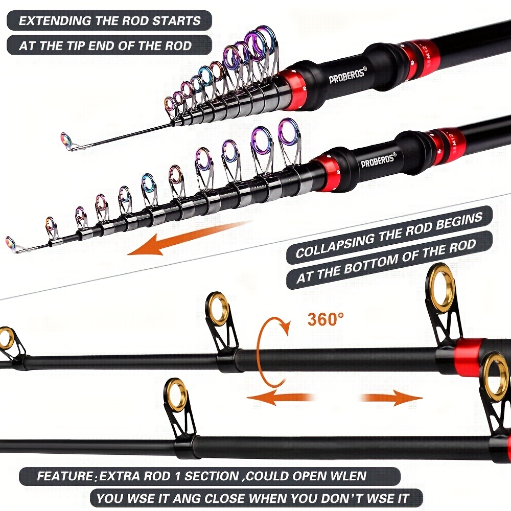 Telescopic Fishing Rod Set- Full Size Collapses to 16 Extends to