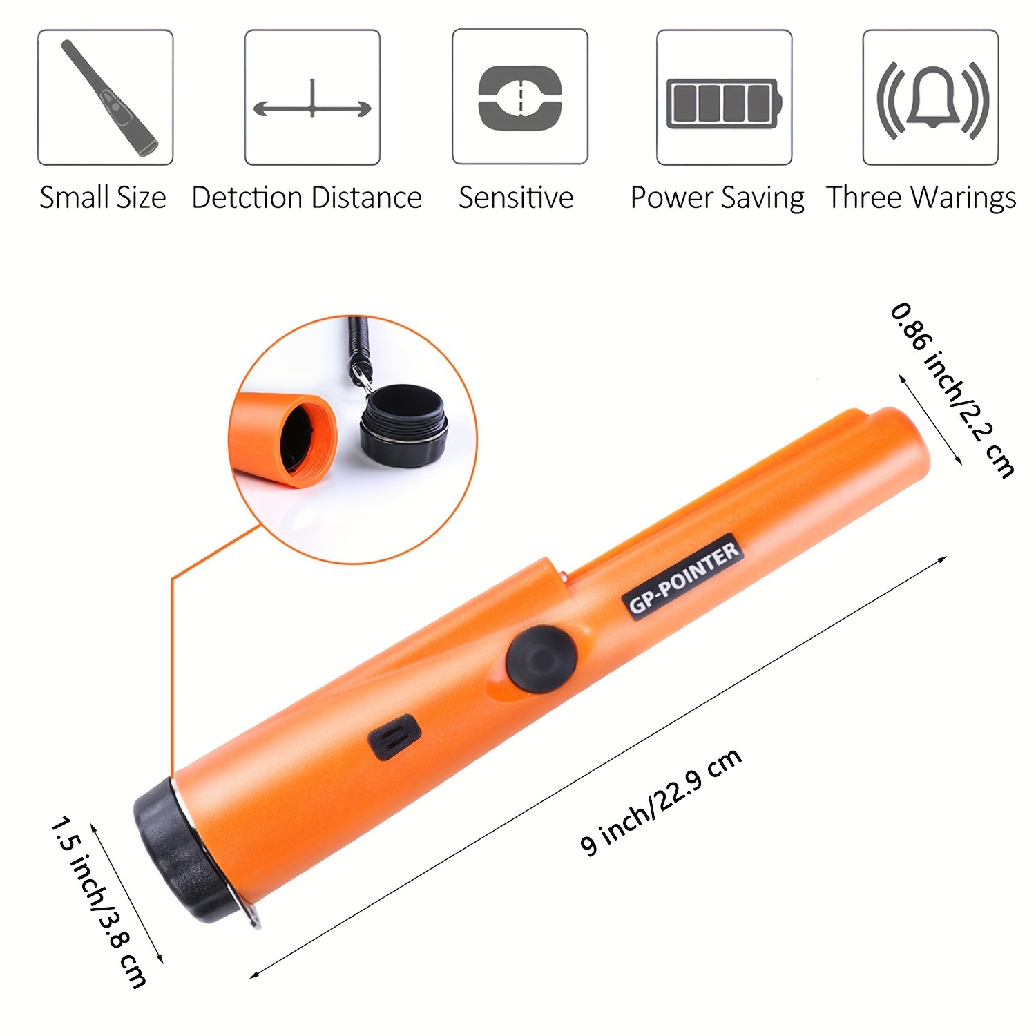 PinPointer - Detector de metales con funda impermeable, cinturón de batería  y funda, indicador LED de vibración de zumbador, ajuste automático