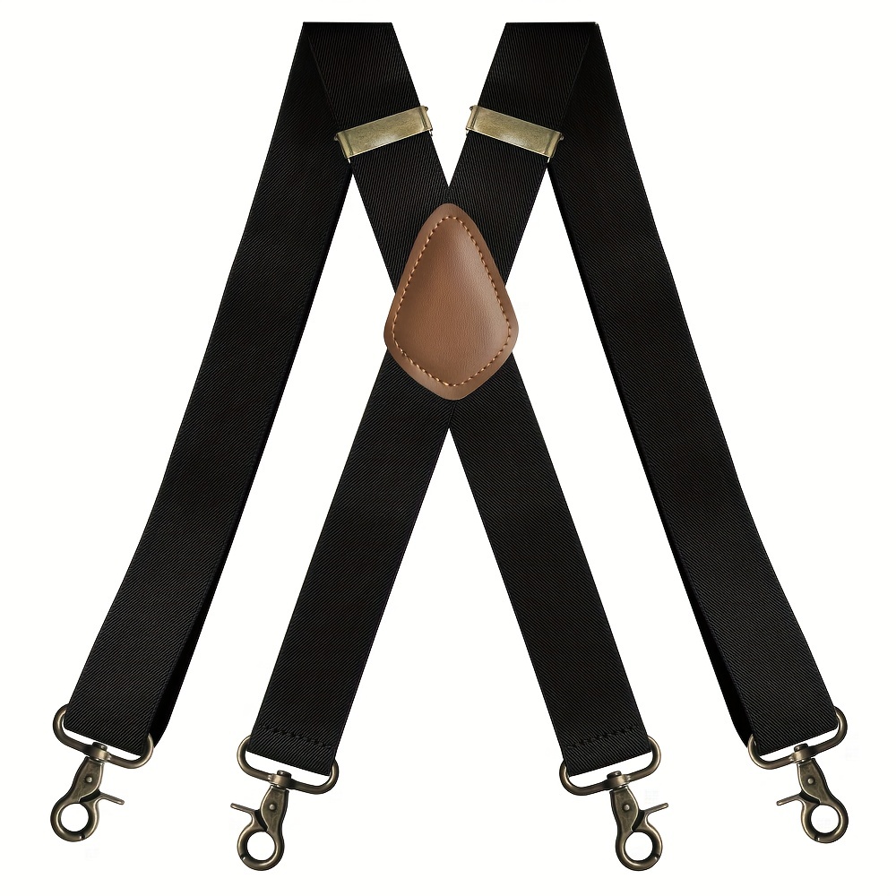 

1pc Men's Adjustable Elastic Suspenders Trouser Braces, 1.37inch Wide X-back With 4 Snap Hooks, Gifts For Him Dad Grandpa Husband