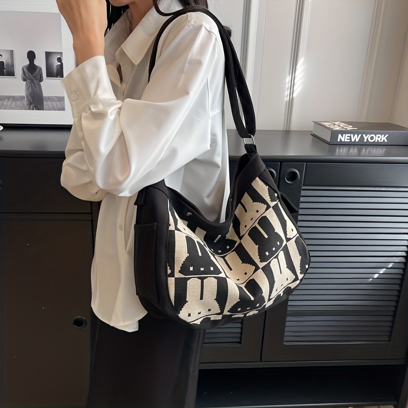 Women Canvas Tote Bag Casual Handbags Big Capacity Fashion Simple Stripe  Shoulder Bag Commuter Bag Purse