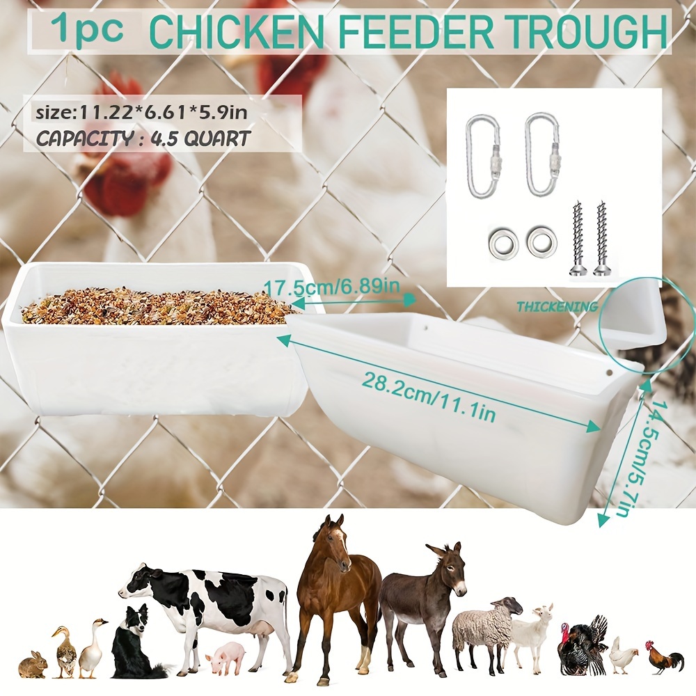 Chicken Goat Hanging Fence Feeder 4 quart Poultry Feed - Temu