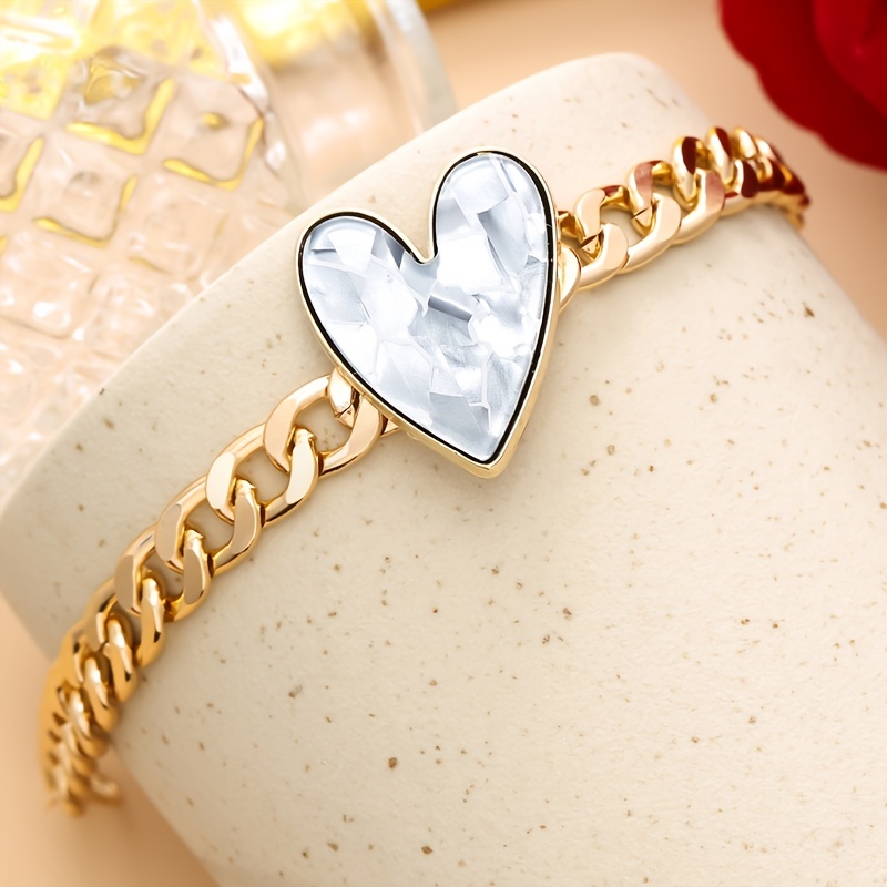 Hand Chain Bracelet Heart Bracelet for Women Adjustable 