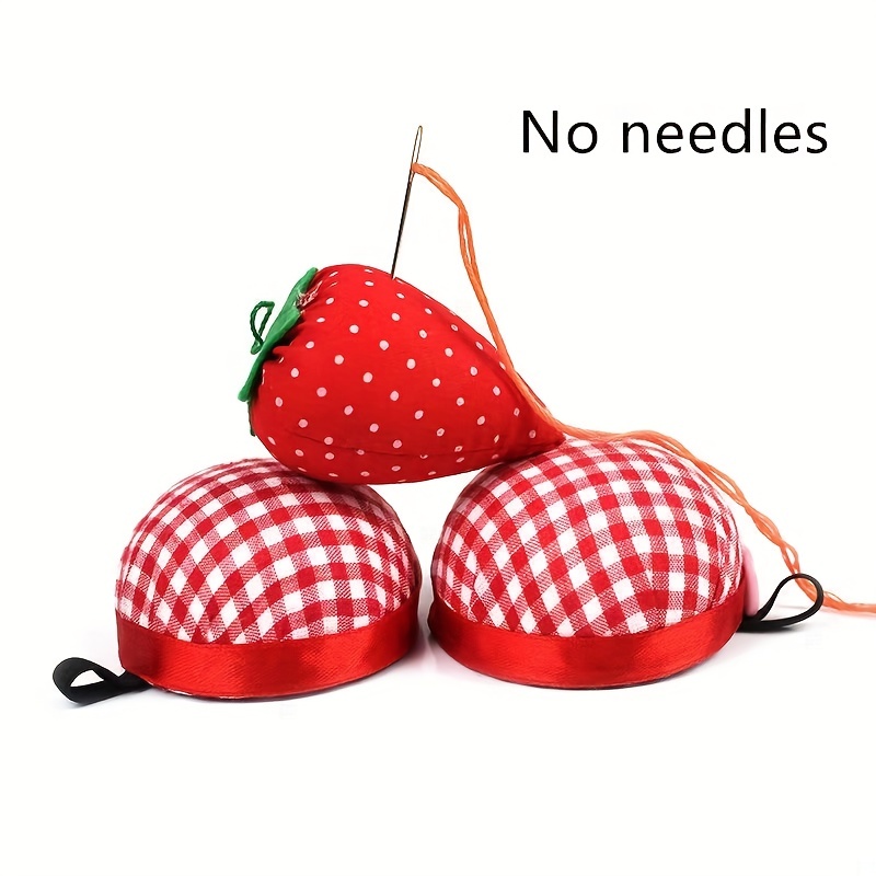 1pc 2pcs Gingham Pattern Strawberry Shaped Wrist Pin Cushion - Temu