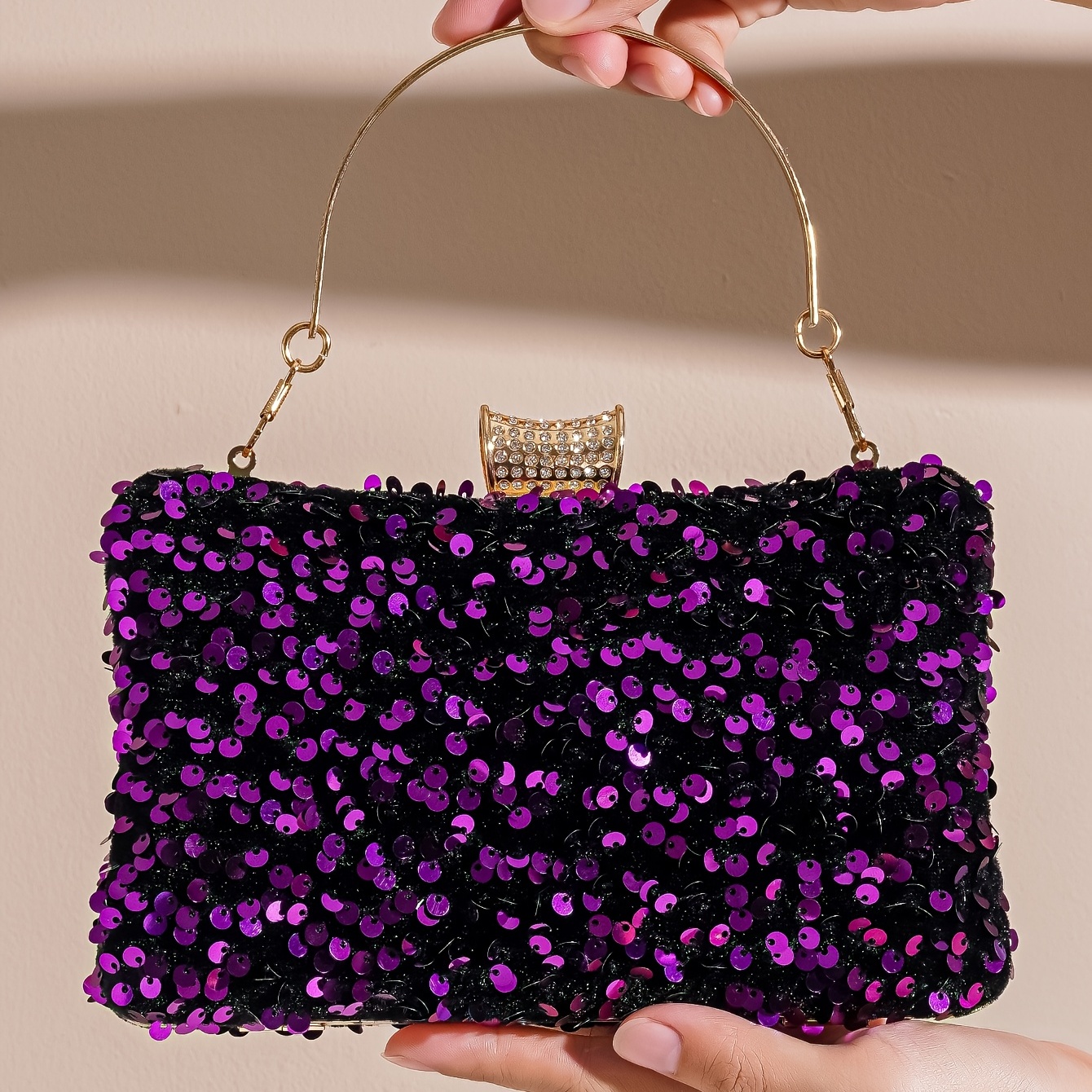 Vintage Beaded Sequin Evening Bag, Portable Handle Exquisite Clasp Clutch  Handbag, Detachable Chain Strap Elegant Shoulder Bag - Temu