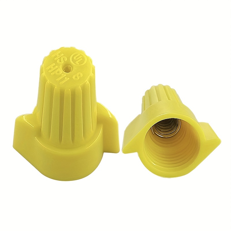 100pcs Yellow Winged Electrical Wire End Connectors Caps Bulk Small Twist on Wire Connectors Nuts 18 10 AWG P11 Type Screw Terminals