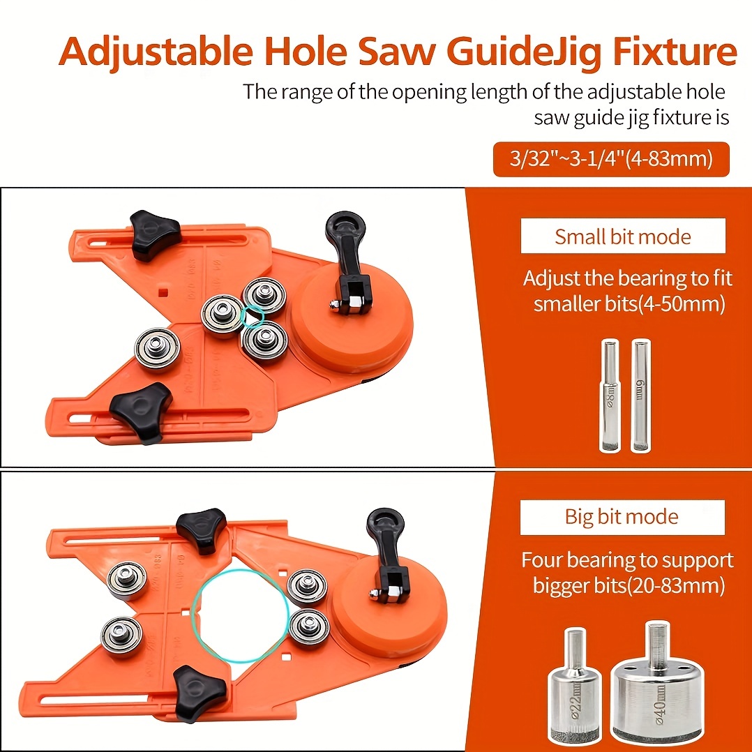 Diamond Hole Saw With Adjustable Hole Saw Guide Jig Fixture, Diamond Drill  Bits, Tile Hole Saw Set For Ceramic, Glass, Porcelain, Marble Temu