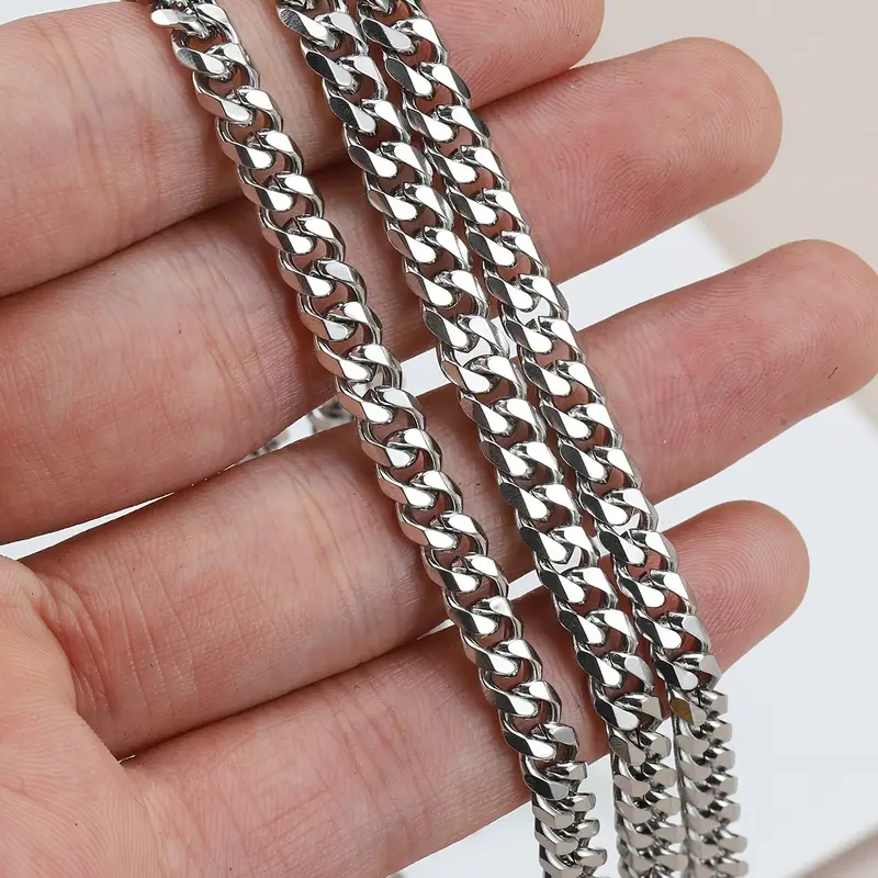 1meter Stainless Steel Cuban Chain Punk Style Jewelry Chain - Temu