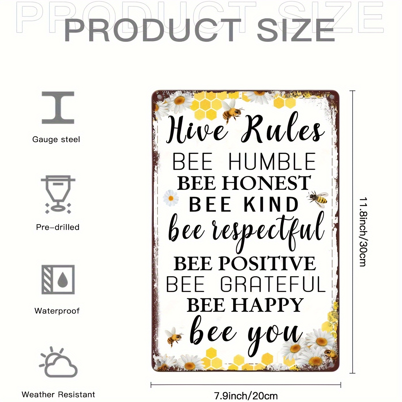 Bee Garden Decor Hive Rules Sign For Home Honey Decorations new sign