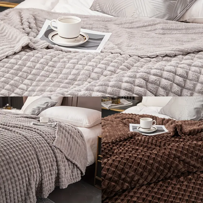 1pc blanket flannel thick blanket grey royal blue white dark gray burgundy light camel silvery gray taro purple green bedroom living room student car cute multifunctional blanket details 14