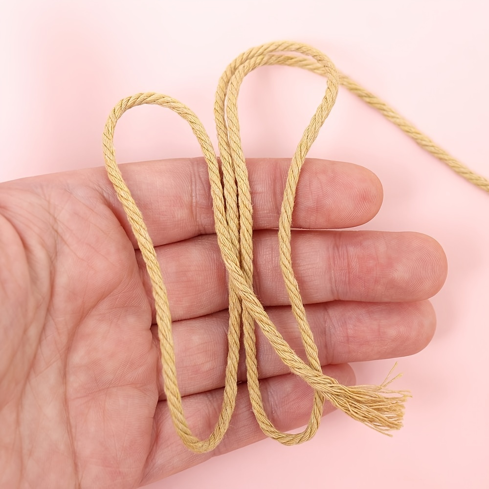 Cuerda torcida de algodón natural, cordón de macramé rosa de 0.118 in,  cuerda de tejer a mano de 4 hebras, cuerda de algodón suave trenzado para