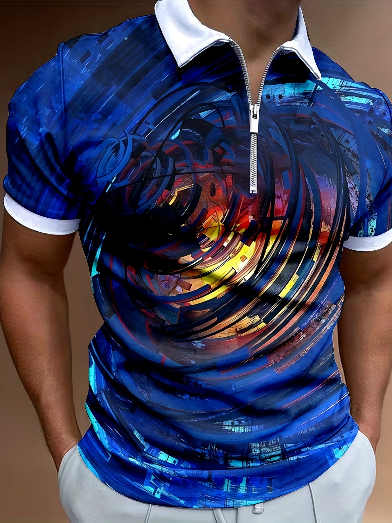 Plus Size Men's 3d Swirling Pattern Graphic Print Shirt - Temu