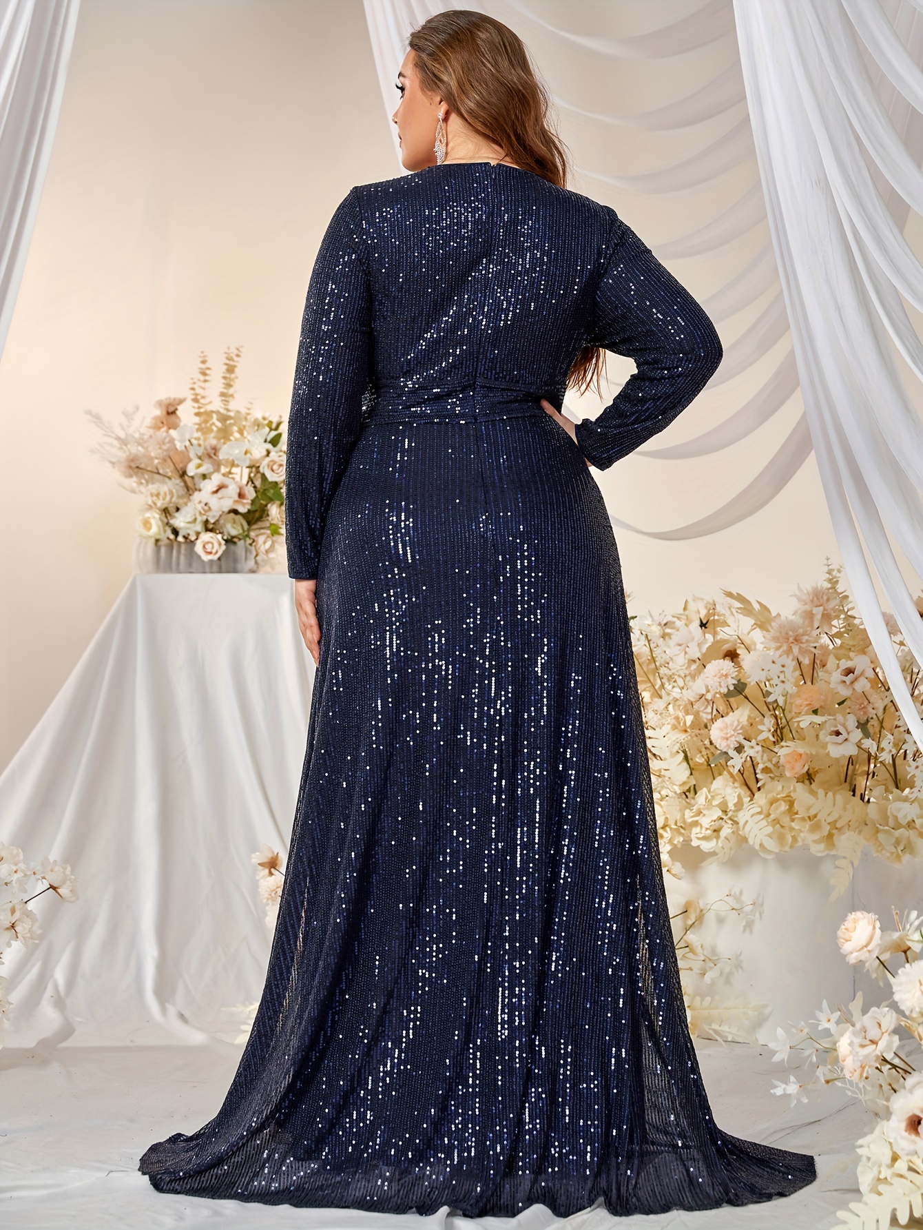 Plus size evening shop gown with train