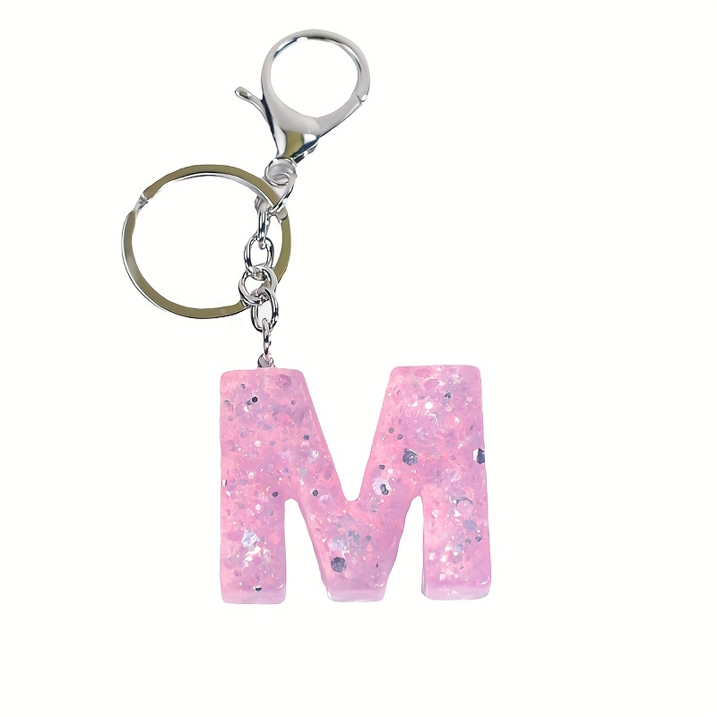 JINGUAZI Backpack Keychains Gifts for Women Initial Letter Keychain for Cute Car Key White Pink Tassel Bling Crystal Shiny