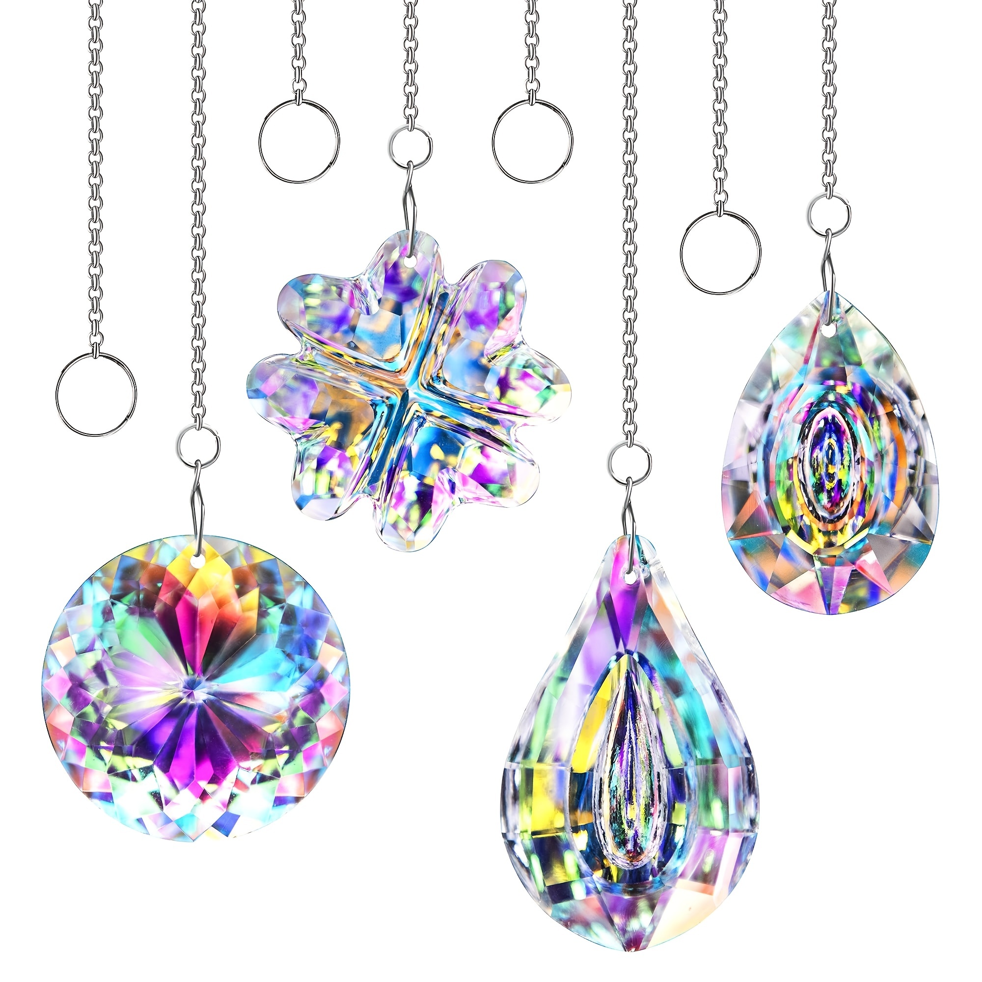 

4pcs Rainbow Maker Glass Prism Hanging Suncatcher For Window Pendant, Balcony, Wedding, Christmas, Yard, Patio, Wall Decor, Gift For Girl, Birthday Gift