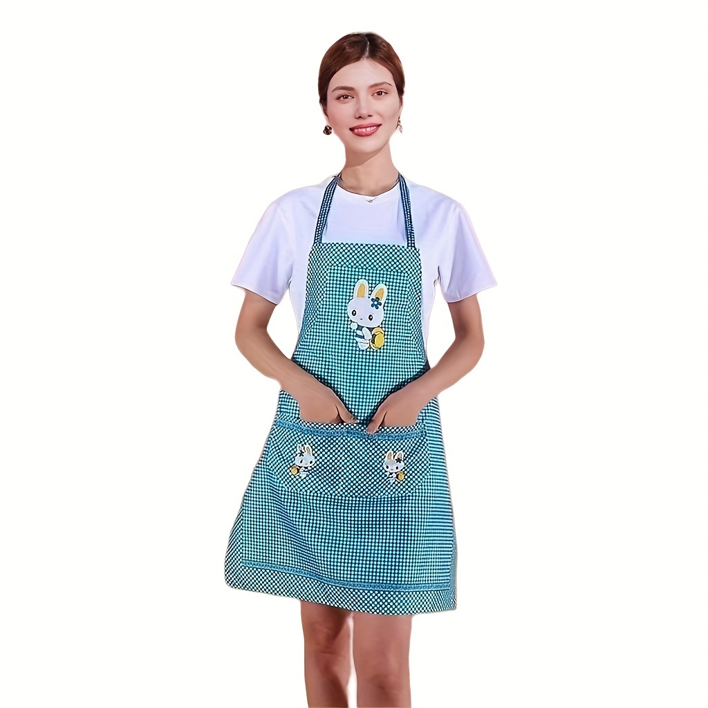 Delantal de cocina para mujer con bolsillos para limpiar la mano, cuello  ajustable para cocinar hornear