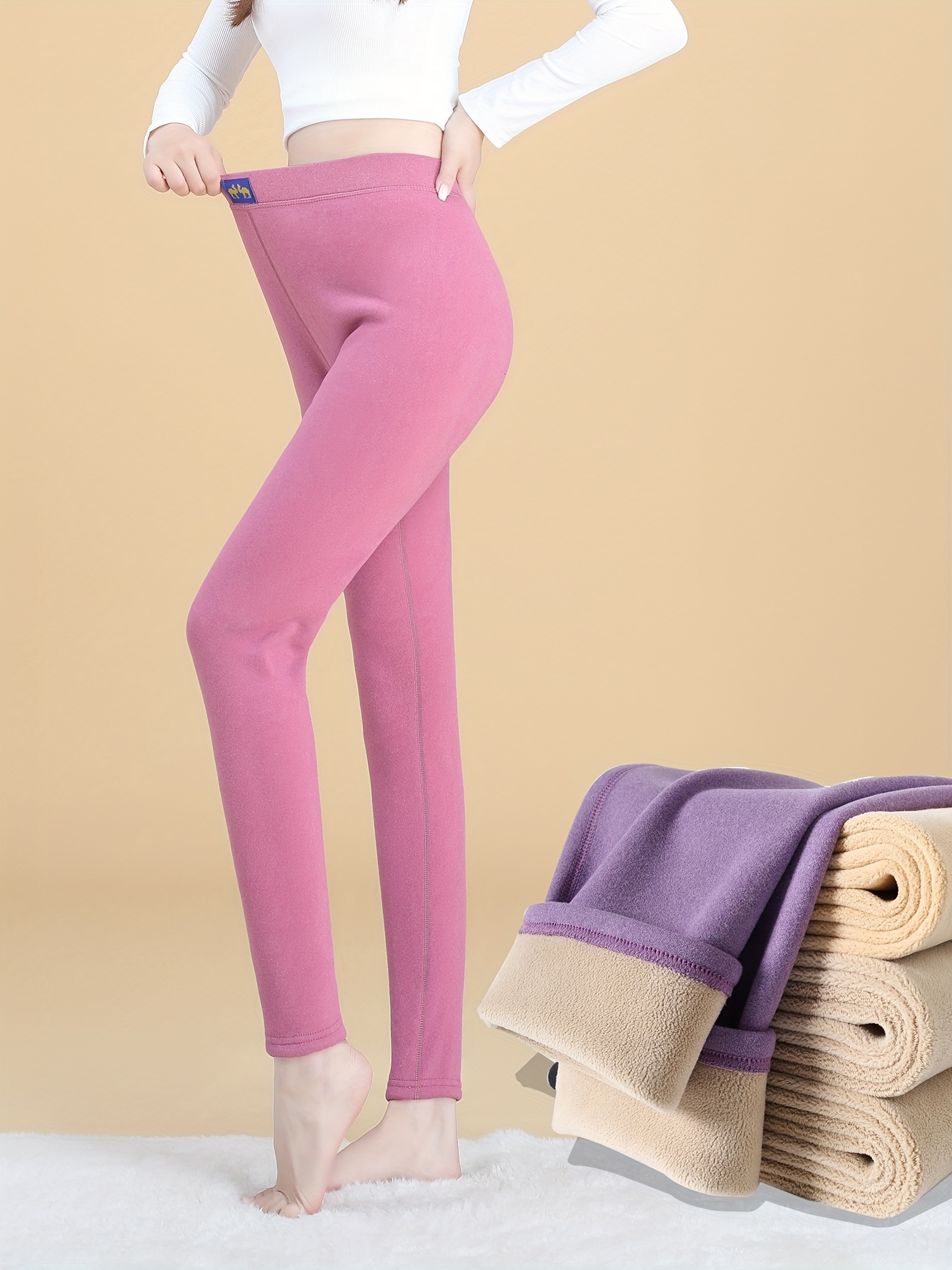 Plush Lined Thermal Pants Soft Comfy Slim Elastic Tights - Temu