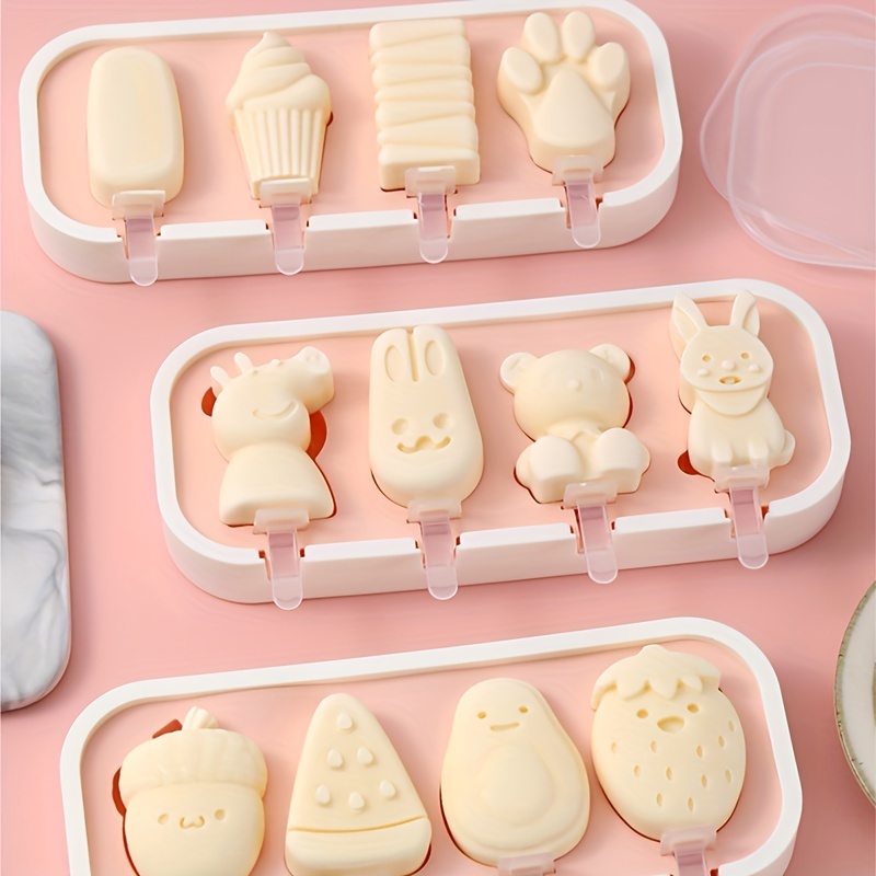 Ice Molds Ice Cream Mold Silicone Children's Cartoon Cute Homemade Popsicle  Molds Popsicle Molds Household Set Ice Lolly Mold DIY Homemade Ice Cream