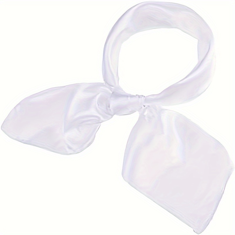 Chiffon Scarf Square Neck Scarf Handkerchief Retro Satin Ribbon Scarf For  Women Girls, Brown-23
