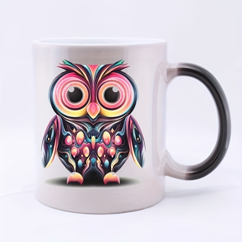 1pc, Tazza Da Caffè Che Cambia Colore Con Il Gattino Che Si Fa Strada,  Tazze Da Caffè In Ceramica, Tazze D'acqua Sensibili Al Calore Con Gufo  Fantasy