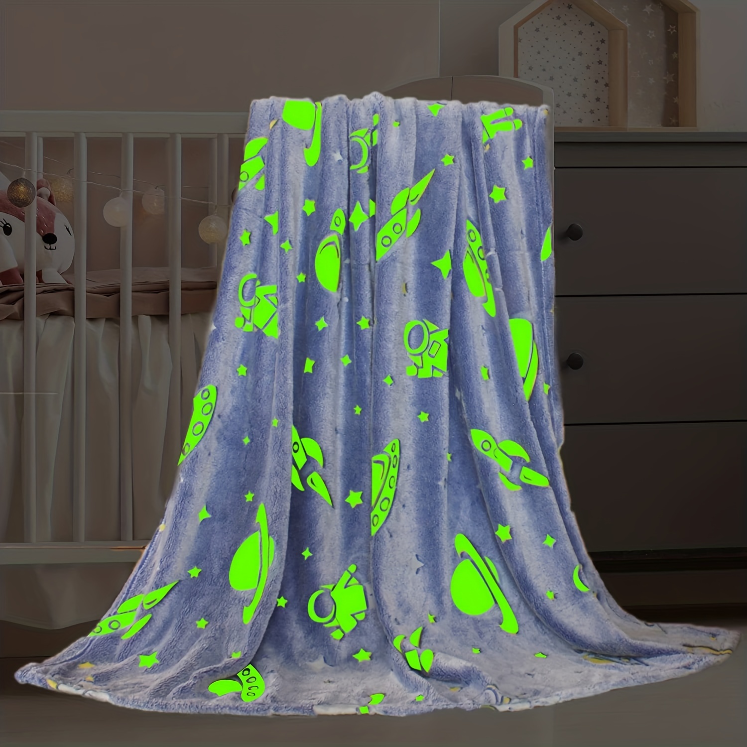  Glow in The Dark Throw Blanket for Kids Girls Boys Cozy  Luminous Warm Blankets fluorescent blanket : Home & Kitchen