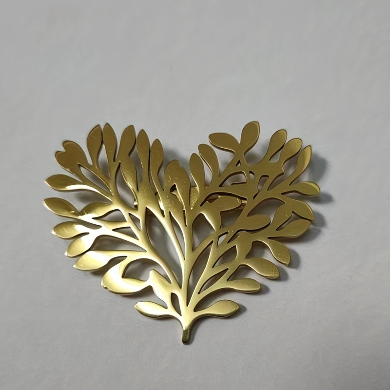 Titanium Steel Love Leaf Brooch Suit Jacket Pin