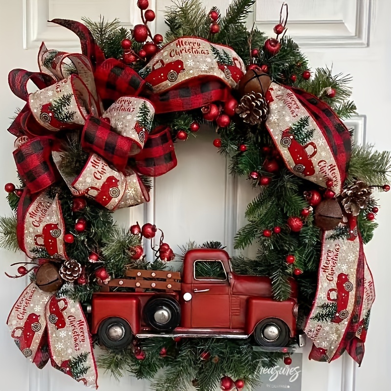 Christmas Wreath With Red Berries Christmas Decor Supplies - Temu