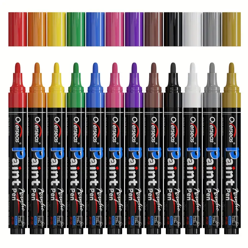 12 Colors Paint Pens Paint Markers Permanent Acrylic Markers - Temu