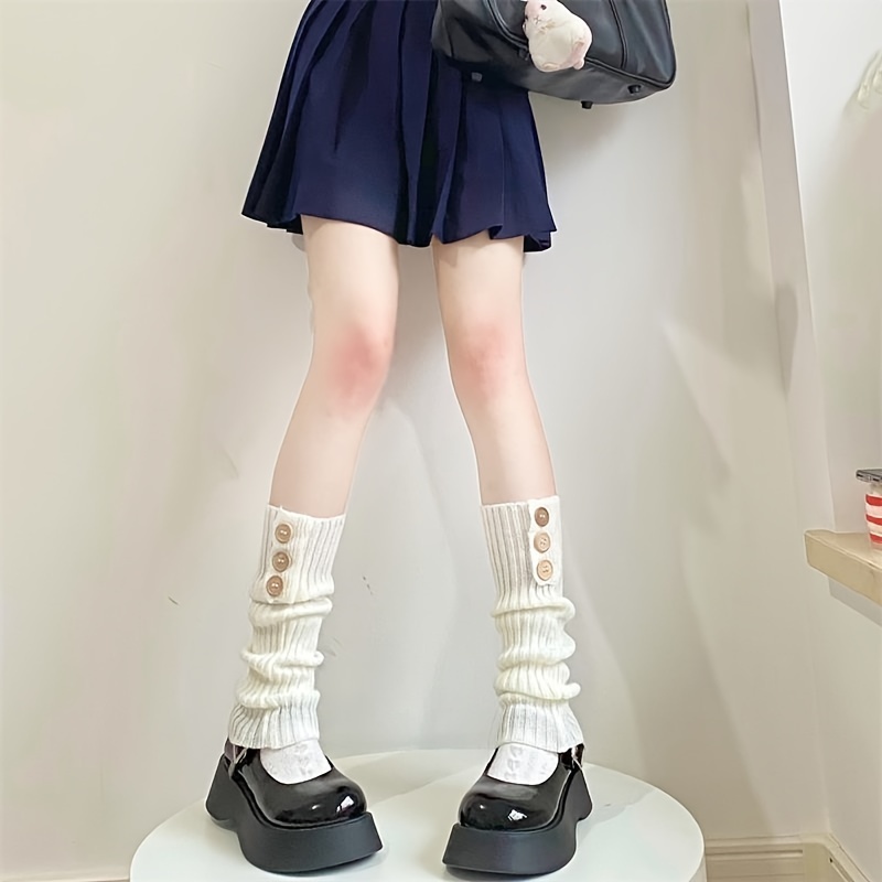 Retro Solid Cable Knitted Leg Warmers match Knee High Socks - Temu