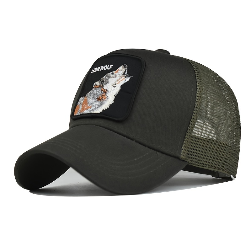 Embroidered Animal Baseball Cap Mesh Peaked Sun Hat