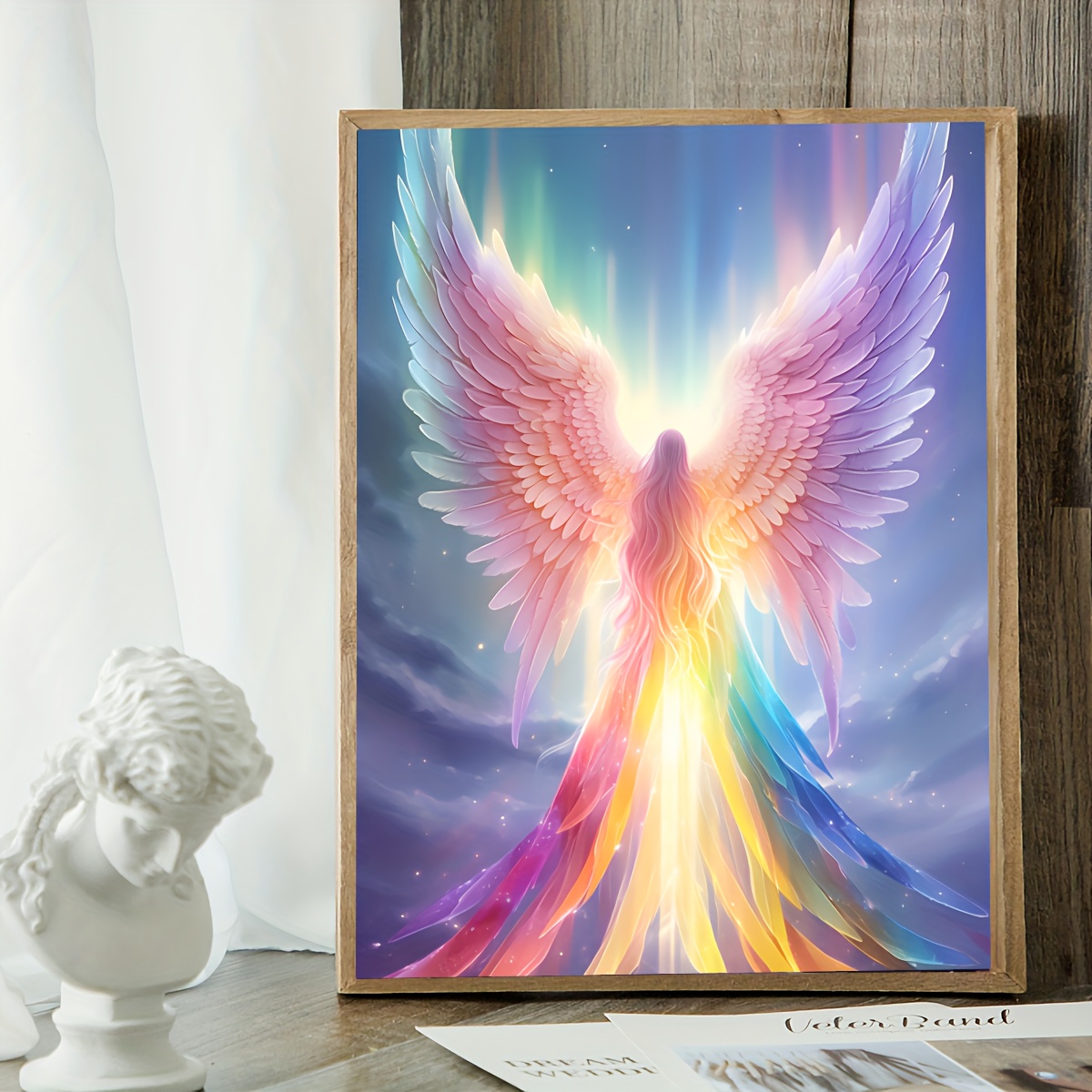 Diy Diamond Painting Kit 5d Rainbow Angel Dreamcatcher - Temu