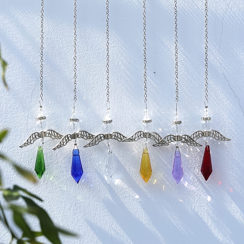 Garden Suncatcher Crystal Pendant Round Shaped Glass Prisms Beads Chain  Hanging Angel Ornament Rainbow Maker Aura Prism Glass Crystal Sun Catchers