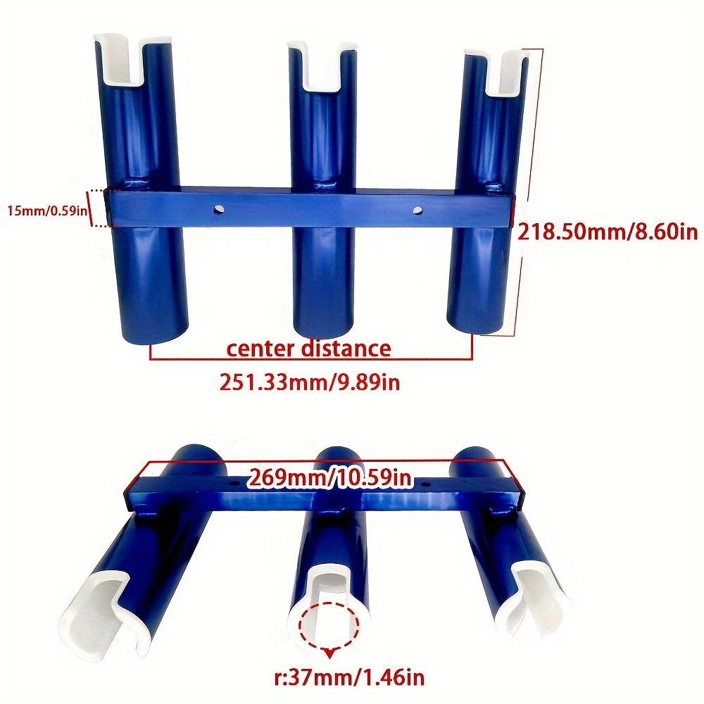 Aluminium Fishing Rod Holder 3 Link Tubes Rod Rack For Marine Yacht Boat  Truck Rv Blue, Don't Miss These Great Deals