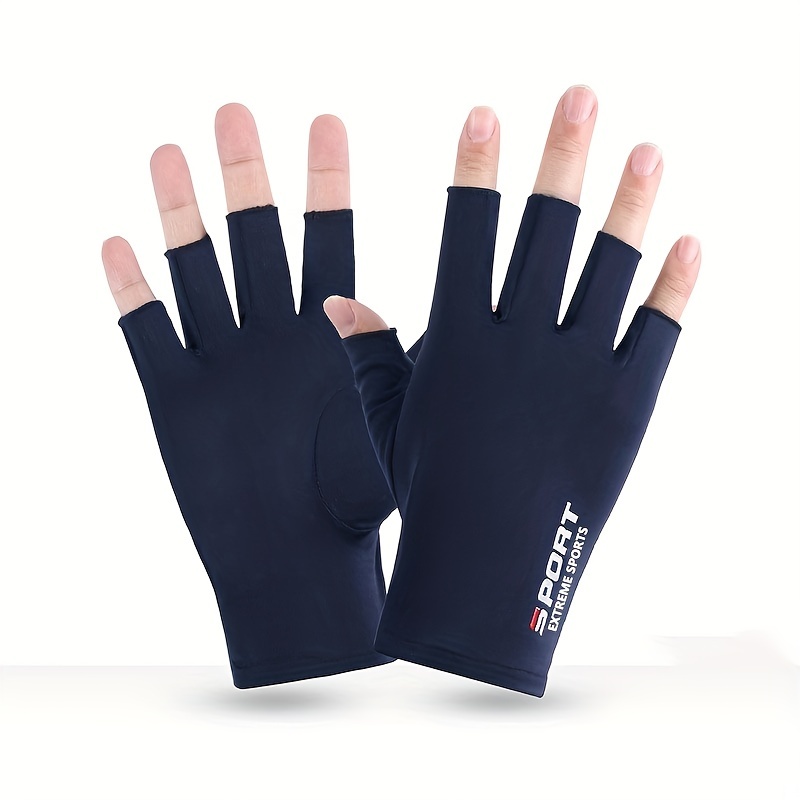 Mens And Womens Driving Gloves Ice Silk Half Finger Riding - Temu